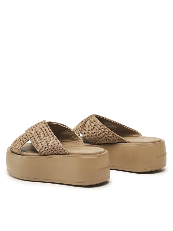Calvin Klein Papucs Calvin Klein Bubble Slide-Woven HW0HW01468 Barna