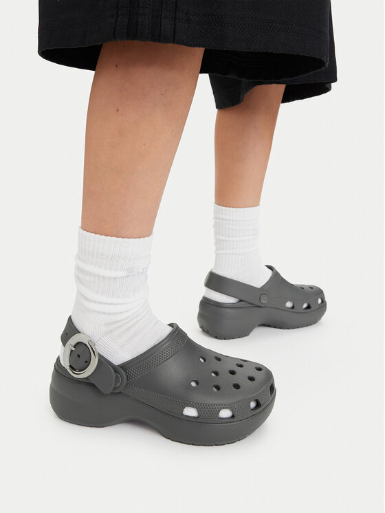 Crocs Παντόφλες Crocs Classic Platform Buckle Clog 213230 Γκρι