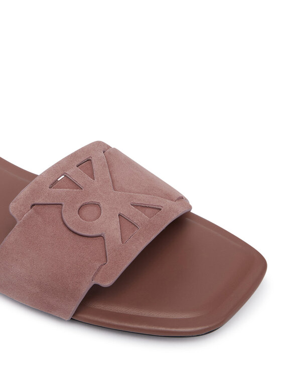 Calvin Klein Šľapky Calvin Klein Square Flat Sndl Embl Suede HW0HW03055 Ružová