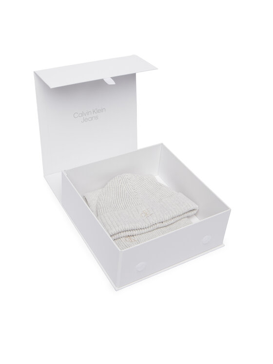 Calvin Klein Jeans Set Fular și Căciulă Calvin Klein Jeans Knitted Scarf Beanie Giftbox LVCKFJP00N Gri deschis
