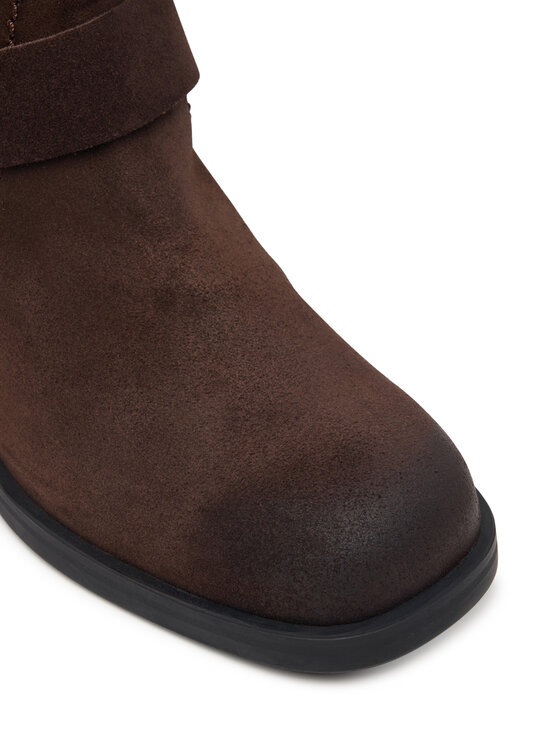 Tommy Jeans Oficerki Tommy Jeans Tjw Brushed Suede Biker Boots EN0EN03110 Brązowy ciemny