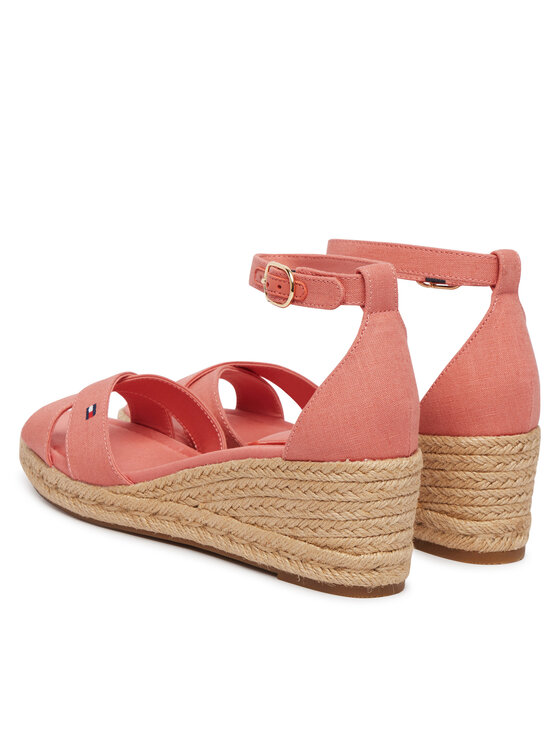 Tommy Hilfiger Alpargatas Tommy Hilfiger Hemp Crossover Strap Wedge Espadrilles FW0FW09332 Rosa