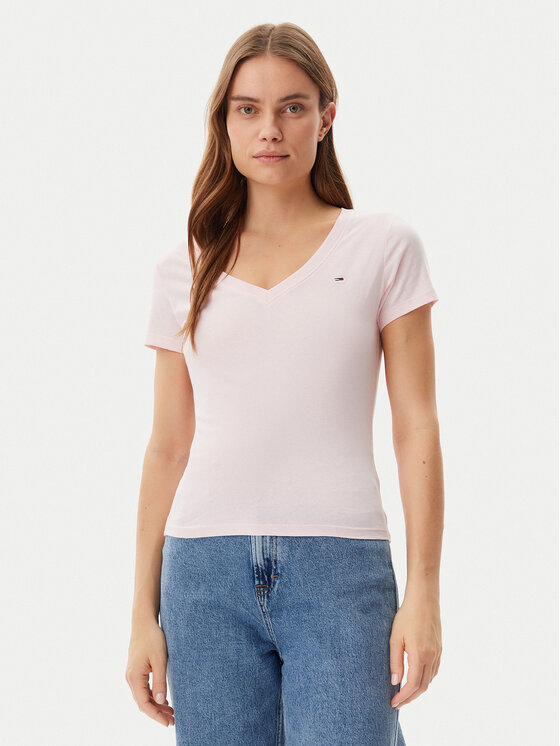 Tommy Jeans Tommy Jeans Póló DW0DW20458 Rózsaszín Slim Fit