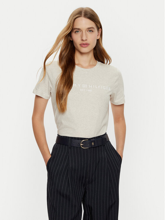 Tommy Hilfiger Tommy Hilfiger T-shirt WW0WW40276 Bež Regular Fit