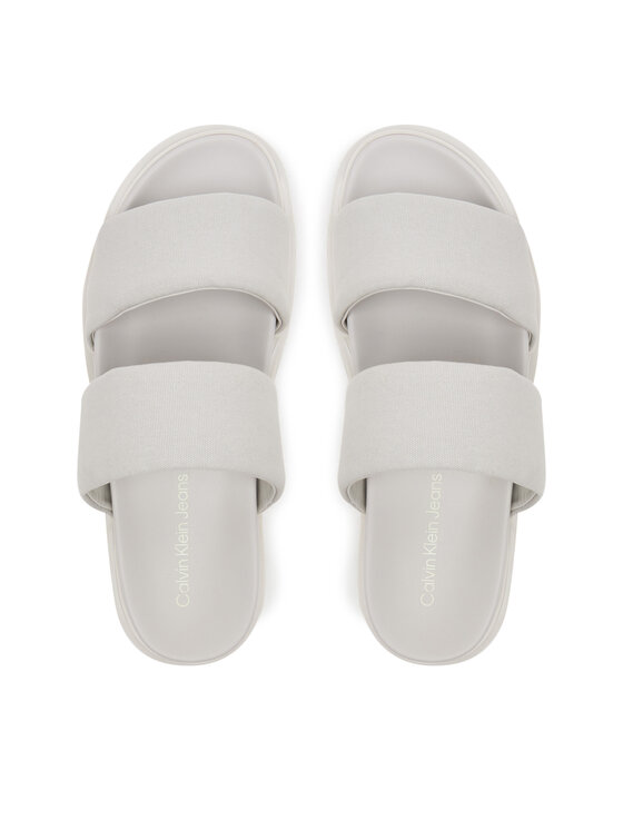 Calvin Klein Jeans Чехли Calvin Klein Jeans Flat Molded Dbl Bar Sandal Cv YM0YM01222 Сив