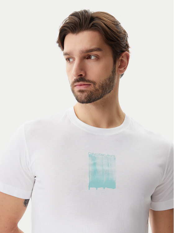 Calvin Klein Jeans Calvin Klein Jeans Majica Brush Stroke J30J327522 Bela Regular Fit