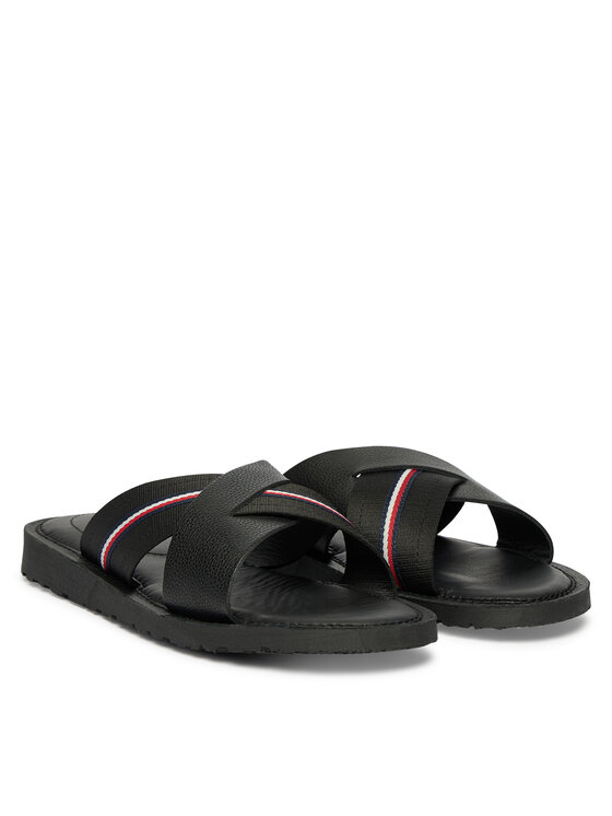 Tommy Hilfiger Iešļūcenes Tommy Hilfiger Core Hilfiger Lth Criss C Sandal FM0FM05783 Melns