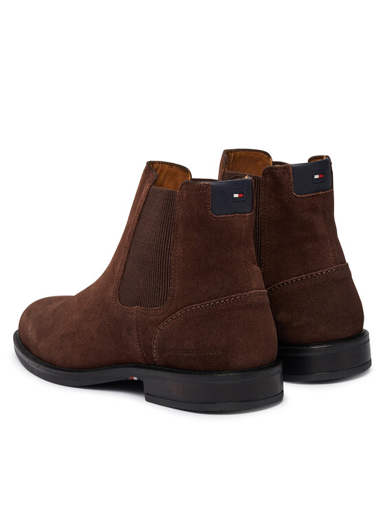 Tommy Hilfiger Gležnjarji Chelsea Tommy Hilfiger Corporate Dressy Suede Chelsea FM0FM05953 Rjava