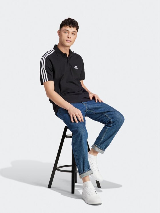 adidas adidas Поло Essentials Piqué Embroidered Small Logo 3-Stripes Polo Shirt IC9310 Чорний Regular Fit