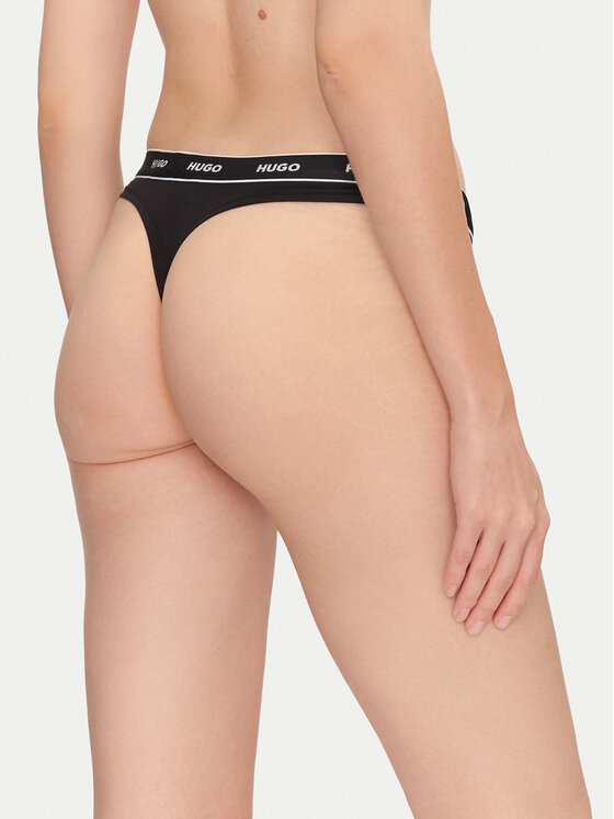 HUGO HUGO Siaurikės Thong Stripe Pyp 50545700 Juoda