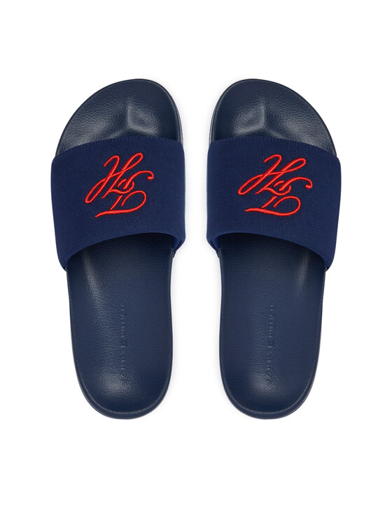 Tommy Hilfiger Šľapky Tommy Hilfiger Logo Embroidery Canvas FM0FM05858 Tmavomodrá