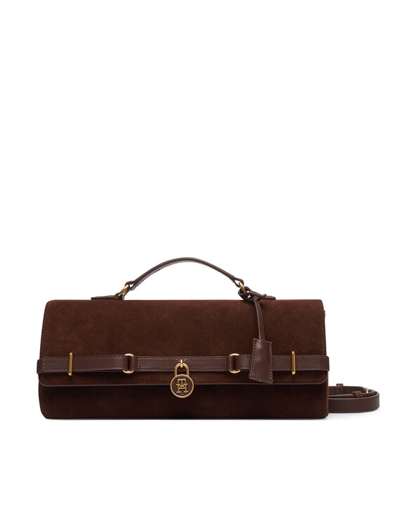 Tommy Hilfiger Kabelka Tommy Hilfiger American Icon Clutch Suede AW0AW19515 Hnědá