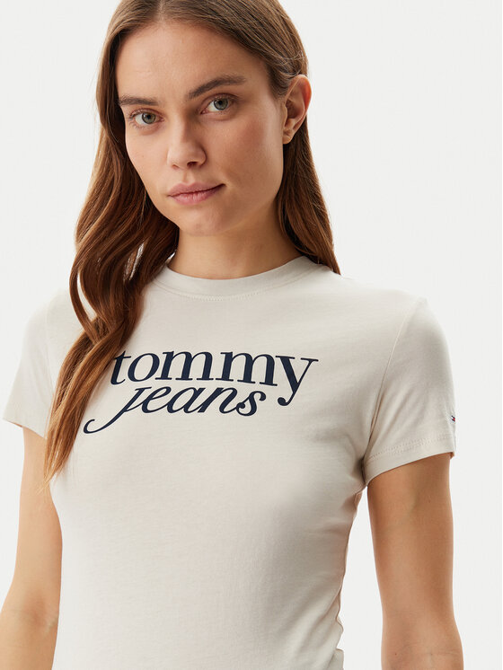 Tommy Jeans Tommy Jeans Camiseta Essential DW0DW19447 Beis Slim Fit