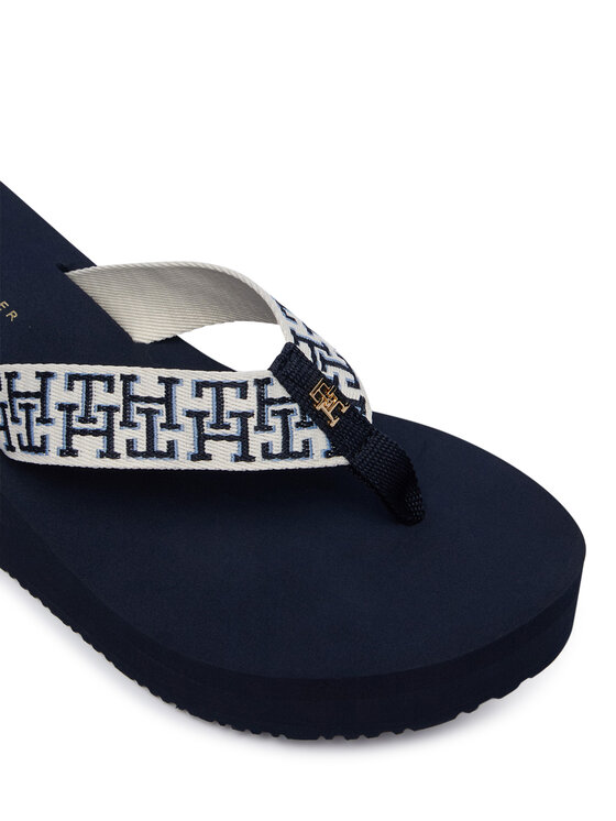 Tommy Hilfiger Žabky Tommy Hilfiger Wedge Summer Sandal Mono FW0FW09698 Tmavomodrá