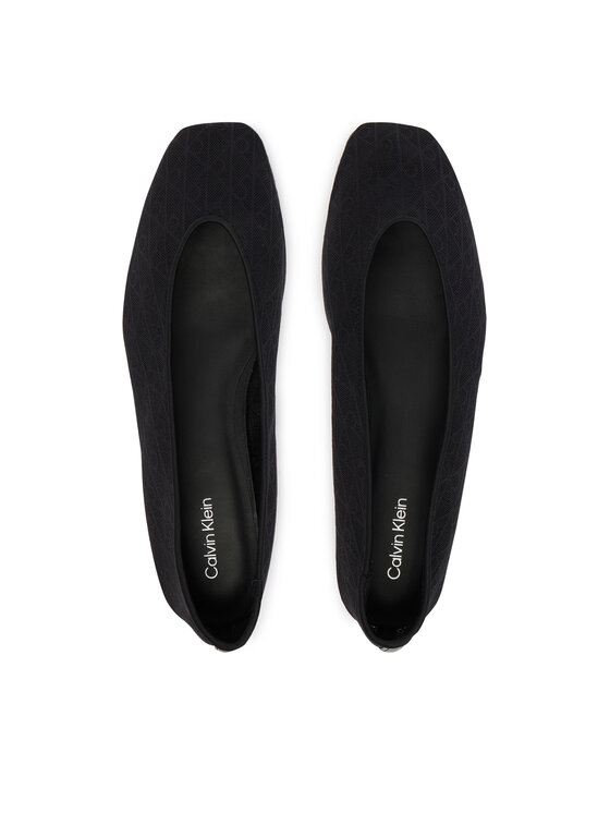Calvin Klein Μπαλαρίνες Calvin Klein Square Ballerina Aop Mesh HW0HW02937 Μαύρο