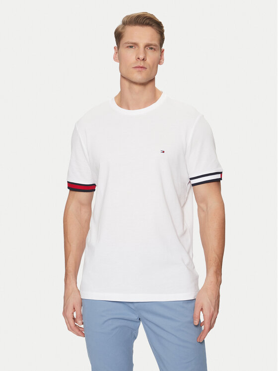 Tommy Hilfiger Tommy Hilfiger T-Shirt Global Stripe MW0MW38078 Λευκό Regular Fit