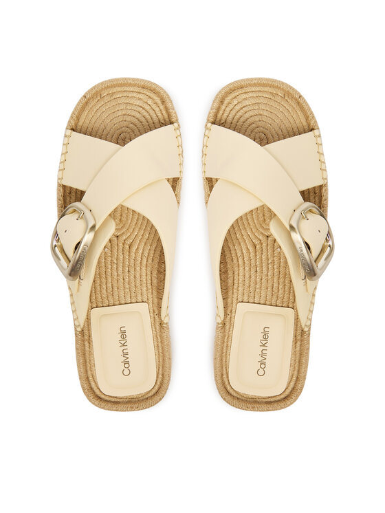 Calvin Klein Espadrile Calvin Klein Flatf Espadrill Cross Lth Hdw HW0HW02892 Écru