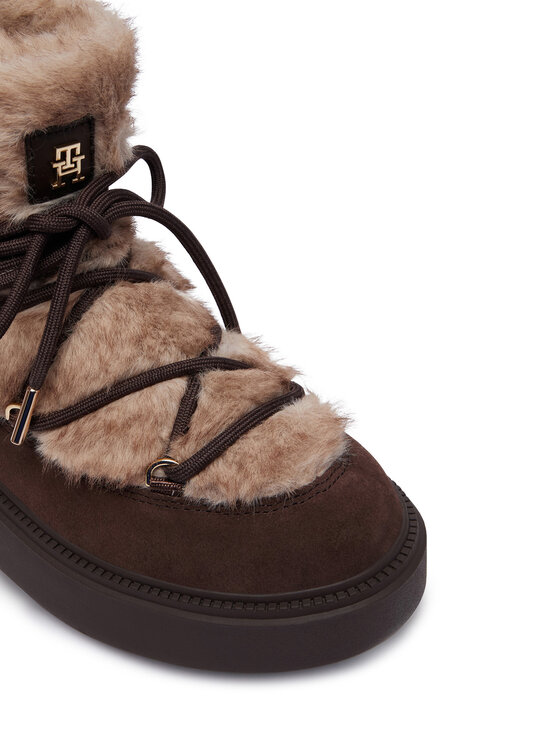Tommy Hilfiger Апрески Tommy Hilfiger Fur Suede Lace-Up Snow Boot FW0FW09545 Кафяв