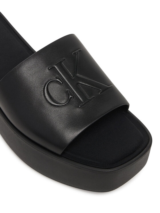 Calvin Klein Natikači Calvin Klein Flatf Sndl Lth Mg HW0HW03026 Črna