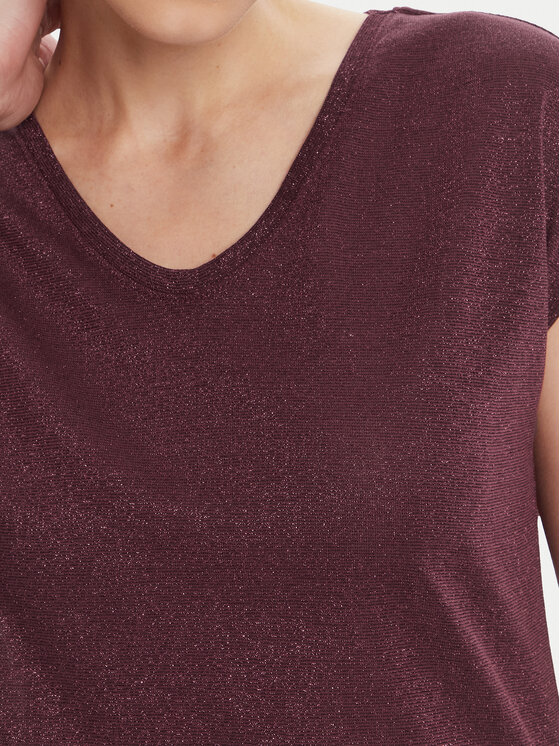 ONLY ONLY Camiseta Silvery 15136069 Guinda/burdeos Loose Fit