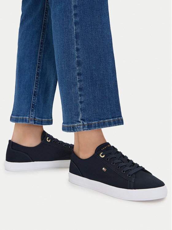 Tommy Hilfiger Sneakersy Tommy Hilfiger Th Foxing Sneaker Canvas FW0FW09170 Granatowy