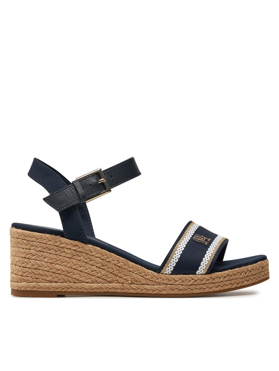 Tommy Hilfiger Εσπαντρίγιες Tommy Hilfiger Webbing Wedge Sandal FW0FW08044 Σκούρο μπλε