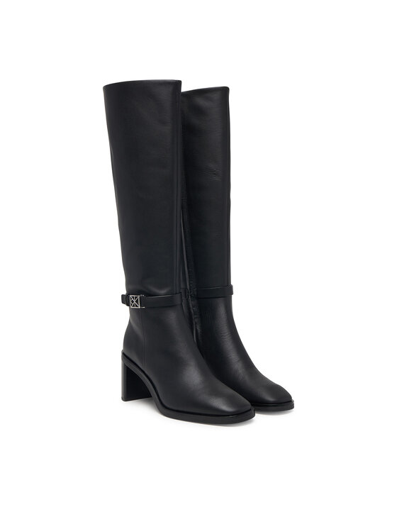 Calvin Klein Stivali Calvin Klein Block Heel High Boot Lth Hdw HW0HW03178 Nero