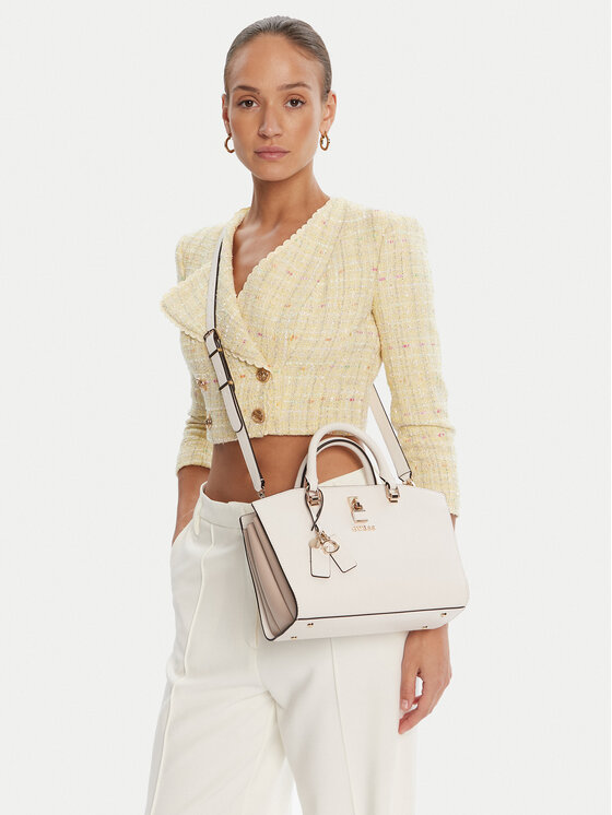 Sac à Main Guess Queensland Luxury Satchel - Noir, Finitions Or - Neuf Avec étiquettes