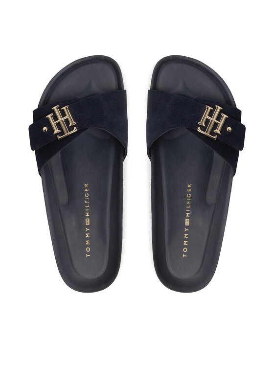 Tommy Hilfiger Natikače Tommy Hilfiger Th Molded Footbed Flat Sandal FW0FW06244 Tamnoplava