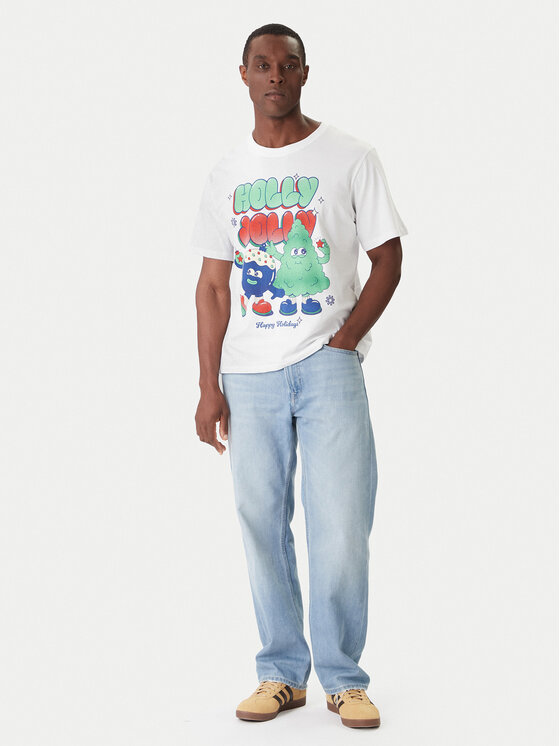 Jack & Jones Jack & Jones Футболка Holiday Cartoon 12287550 Білий Relaxed Fit