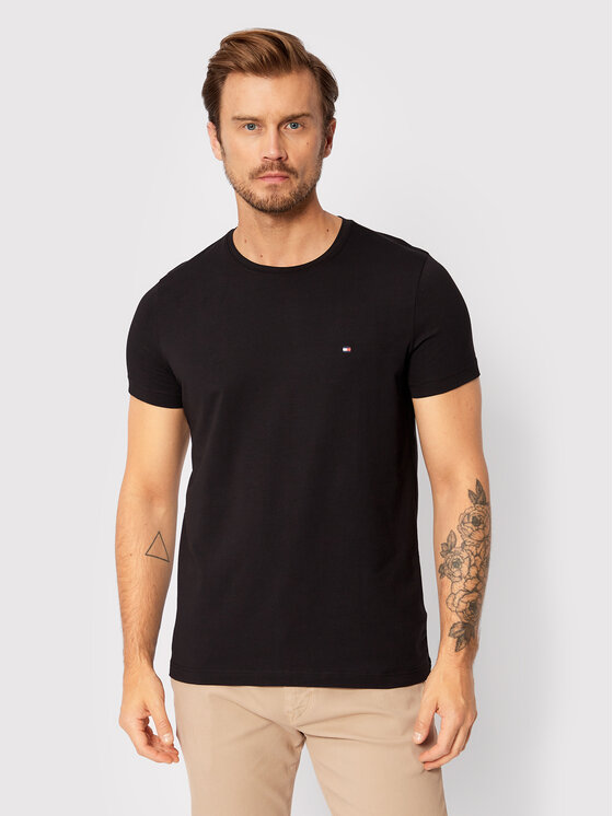 Tommy Hilfiger Tommy Hilfiger Marškinėliai Core Stretch MW0MW27539 Juoda Slim Fit