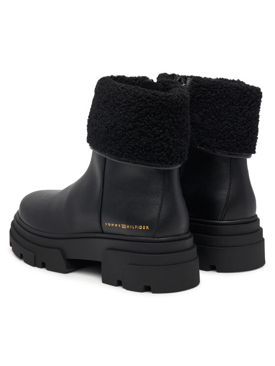 Tommy Hilfiger Členková obuv Tommy Hilfiger Shearling Fold Chunky Ankle Boot FW0FW09677 Čierna