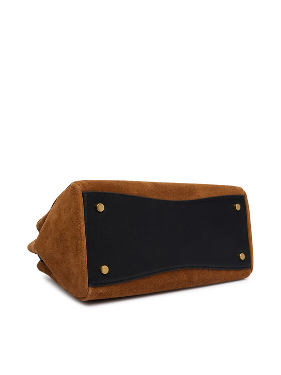 Tommy Hilfiger Kabelka Tommy Hilfiger American Icon Mini Tote Suede Le AW0AW18202 Světle hnědá