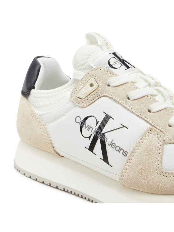 Calvin Klein Jeans Laisvalaikio batai Calvin Klein Jeans Runner Sock Laceup Ny-Lth Wn YW0YW00840 Balta
