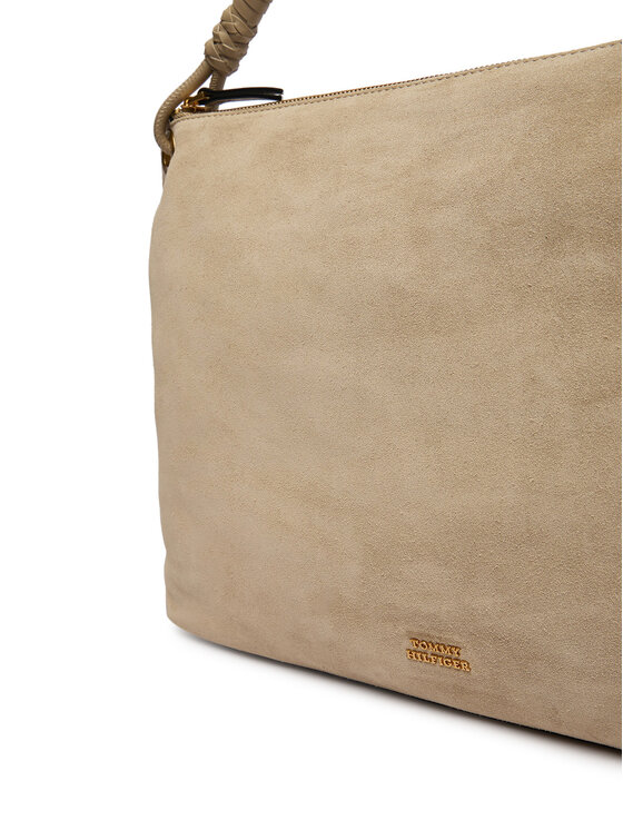 Tommy Hilfiger Torebka Tommy Hilfiger Th Statement Leather Bag Suede AW0AW18402 Beżowy