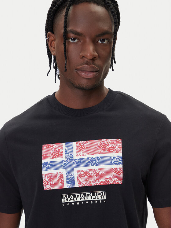 Napapijri Napapijri Camiseta S-Drapeau Ss NP0A891K Negro Regular Fit