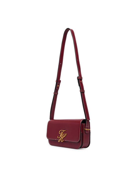Tommy Hilfiger Дамска чанта Tommy Hilfiger Th Script Flap Crossover AW0AW18399 Бордо