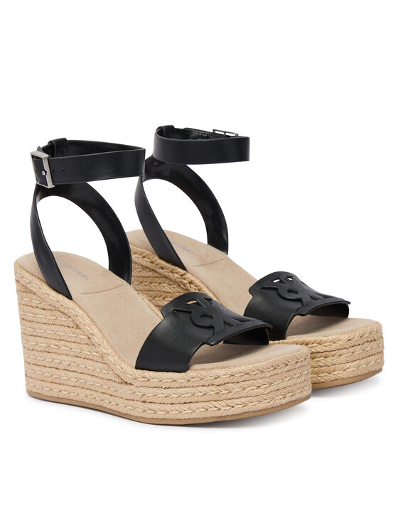 Calvin Klein Espadryle Calvin Klein Wedge Espad 70 Embl Lth HW0HW02897 Czarny