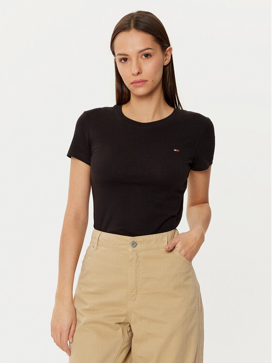 Tommy Jeans Tommy Jeans T-shirt DW0DW20459 Crna Slim Fit