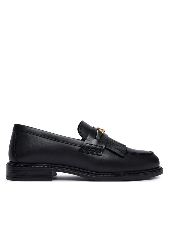 Tommy Hilfiger Loafers Tommy Hilfiger Th Chain Fringe Leather Loafer FW0FW09668 Negru