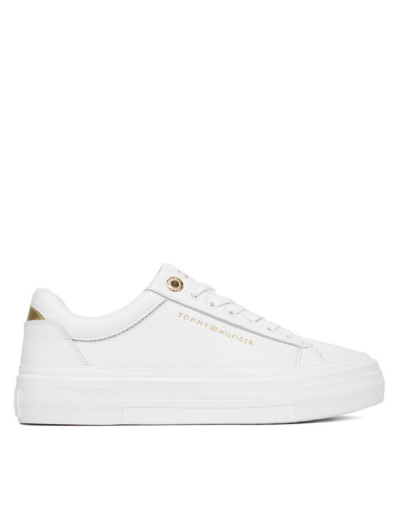 Tommy Hilfiger Superge Tommy Hilfiger Th Foxing Platform Leather FW0FW09018 Bela