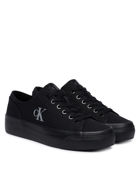 Calvin Klein Superge Calvin Klein Vulc Flatform Low Canvas Mg YW0YW01763 Črna