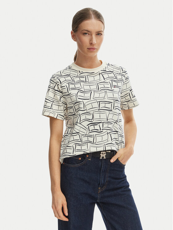 Tommy Hilfiger Tommy Hilfiger Camiseta WW0WW49646 Blanco Boxy Fit