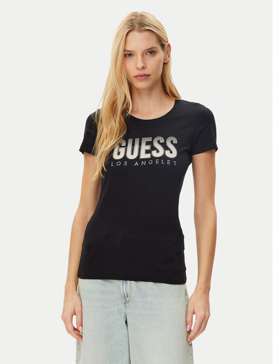 Guess Guess Футболка W5GI14 J1314 Чорний Regular Fit