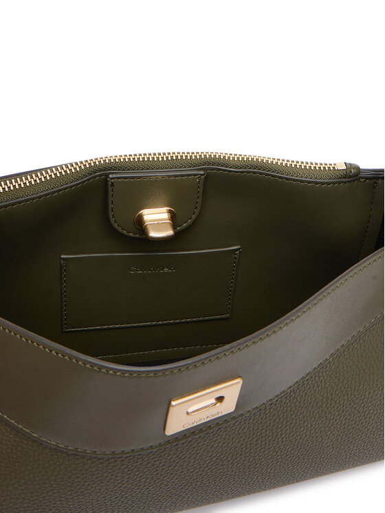 Calvin Klein Soma Calvin Klein Mix Media Shoulder Bag LV04F3886G Tumši zaļa
