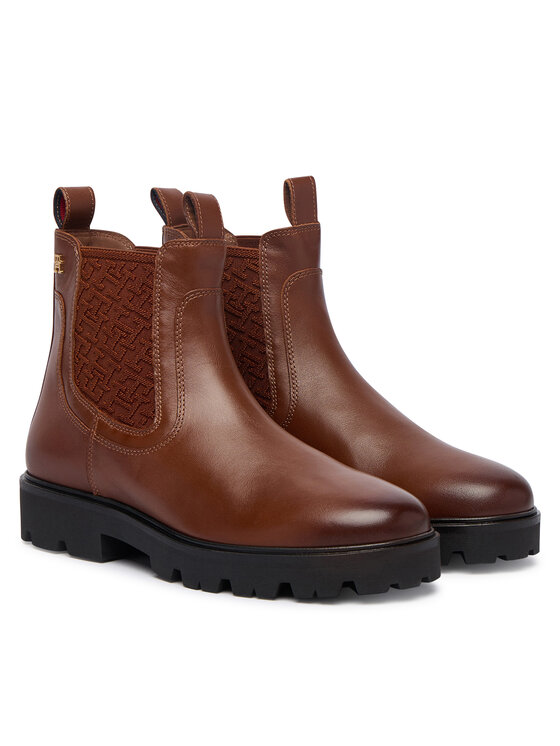 Tommy Hilfiger Chelsea Tommy Hilfiger Th Monogram Leather Chelsea Boot FW0FW09562 Marrone