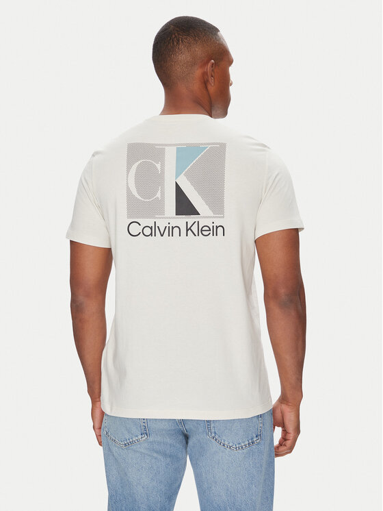 Calvin Klein Calvin Klein Majica Abstract Graphic LV04RC853G Écru Regular Fit