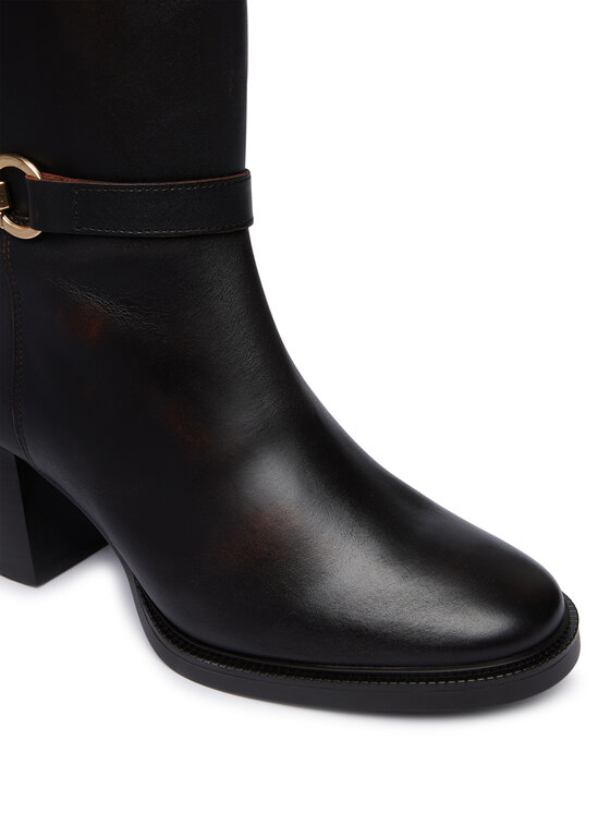 Tommy Hilfiger Zimski škornji Tommy Hilfiger Th Stud Heel Riding Knee Boot FW0FW09551 Temno rjava