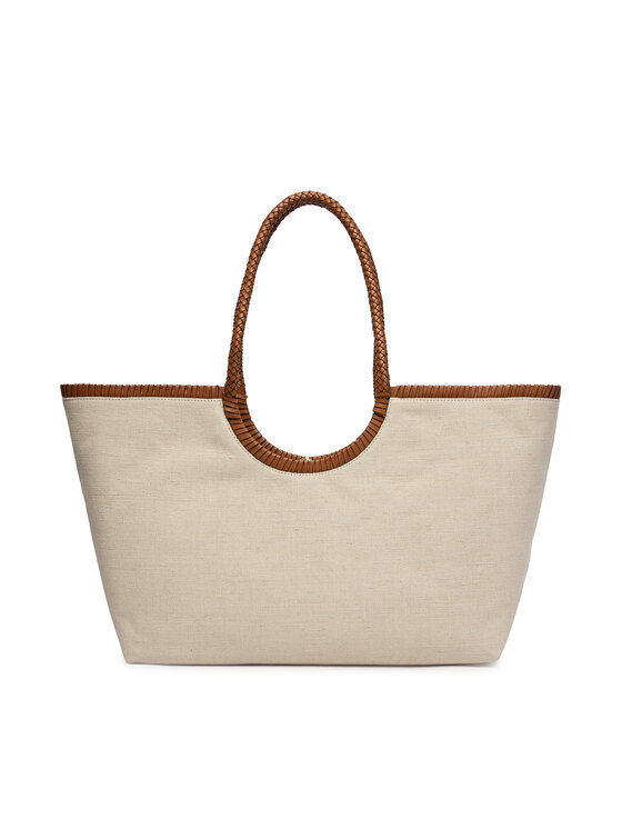 Tommy Hilfiger Borsetta Tommy Hilfiger Th Elev Summ Maxi Tote Canvas AW0AW18629 Beige