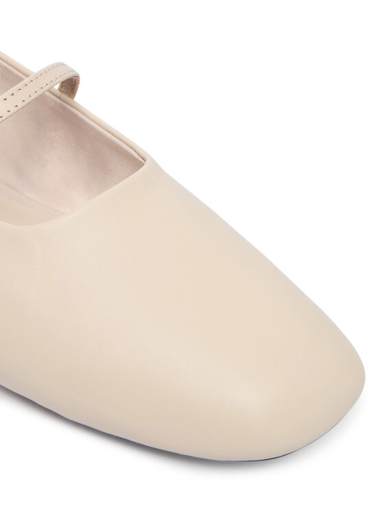 Calvin Klein Baleríny Calvin Klein Oblique Ballerina Mj Lth Hdw HW0HW02847 Écru